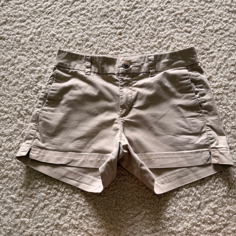 Old Navy Everyday Womens Shorts Khaki Tan Chino Mid Rise Stretch Cotton Size 0